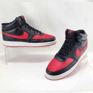 NIKE COURT VISION - Sneakers, mid, black/red, size 11